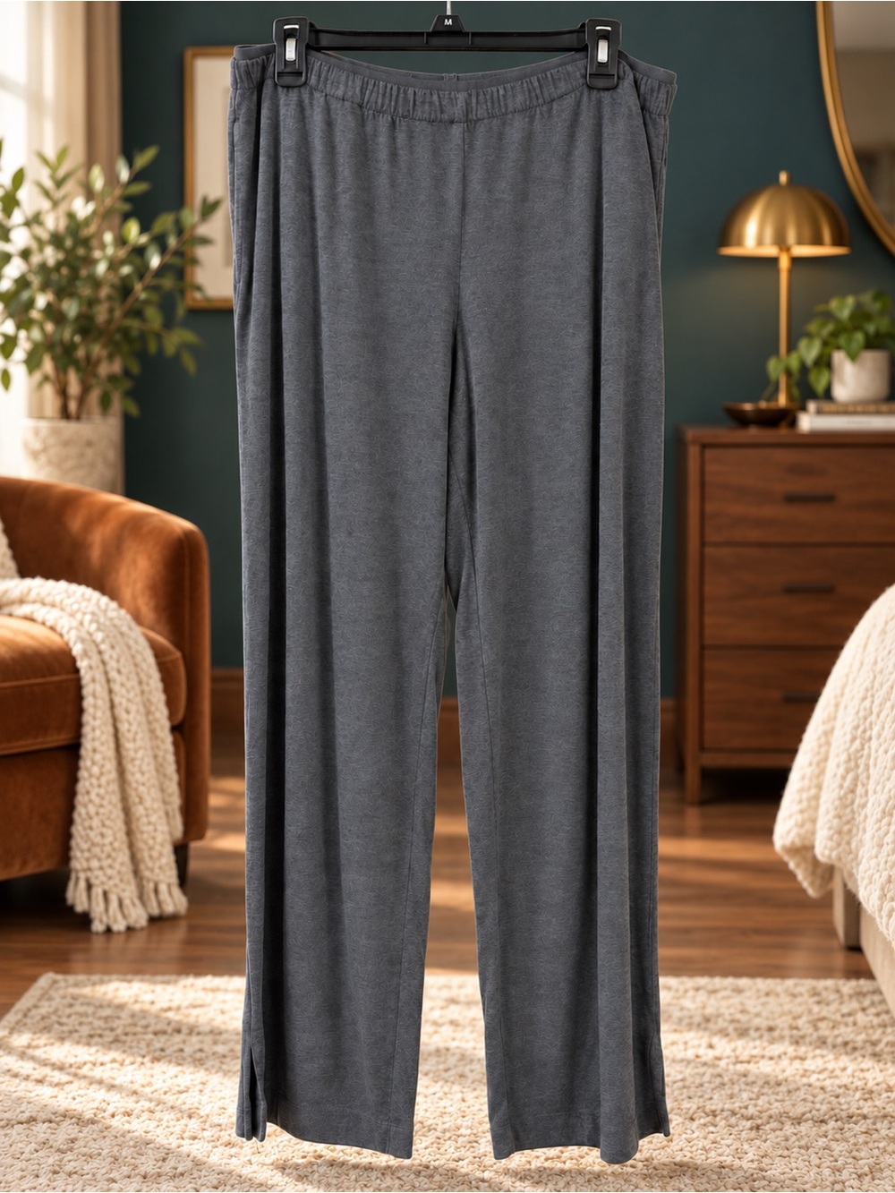 Soma Cool Nights Charcoal Gray Side Slit Lounge Pants L